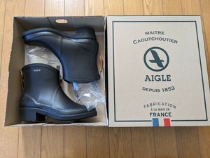  Aigle * rain boots * Short * mistake Jeury etoboti long * Raver boots * black *23.5*AIGLE* France made 