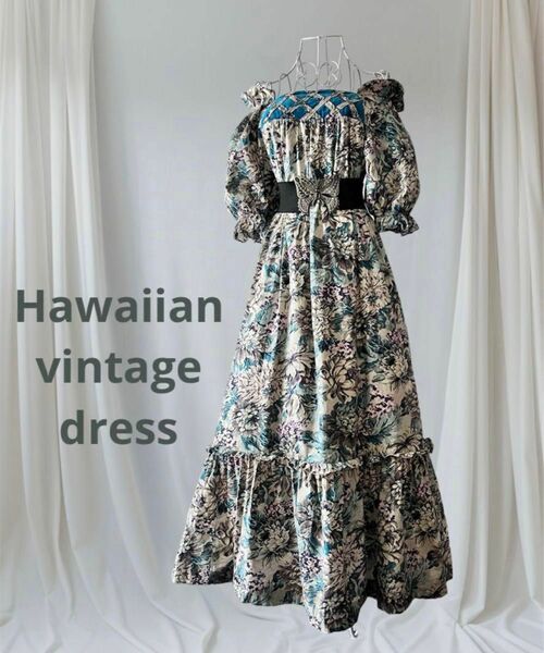 Hawaiian vintage dress パフスリーブワンピース