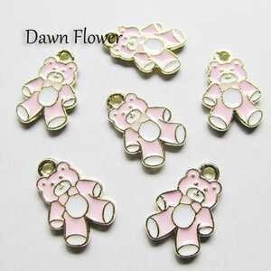 【D-0651】10pcs　くま　15×10mm　ピンク　チャーム　ハンドメイドパーツ