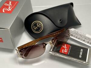 箱ケース付★RAY-BANレイバン RB3397 053/13 ホワイトゴールド/ブラウングラデーション リムレスサングラス スリーポイントYOSHIKIヨシキ