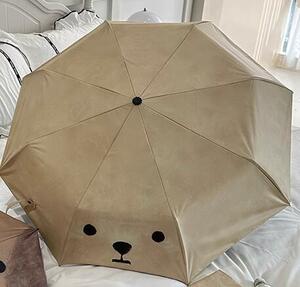 晴雨兼用 折りたたみ傘 夏 3つ折り 日傘 UVカット 遮光 遮熱 紫外線遮断 日焼け防止 高温対策 雨傘 日よけ 紫外線カット 98cm カーキ色犬