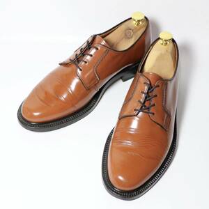 “美品/希少品” 80s K SHOES（ケーシューズ）プレーントゥシューズ UK8 ライトブラウン ガラスレザー 英国製 革靴 紳士靴 ビンテージ