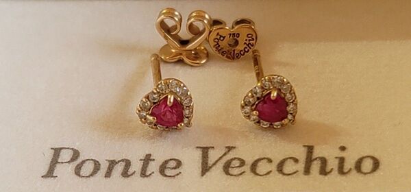 ★ポンテヴェキオ★ルビー&ダイヤモンド★ハートピアス★