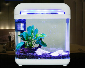 o починка простой! маленький размер аквариум салон стакан Mini аквариум стекло аквариум стекло LED освещение все в одном type аквариумная рыбка для погружной насос имеется фильтрующий материал имеется 