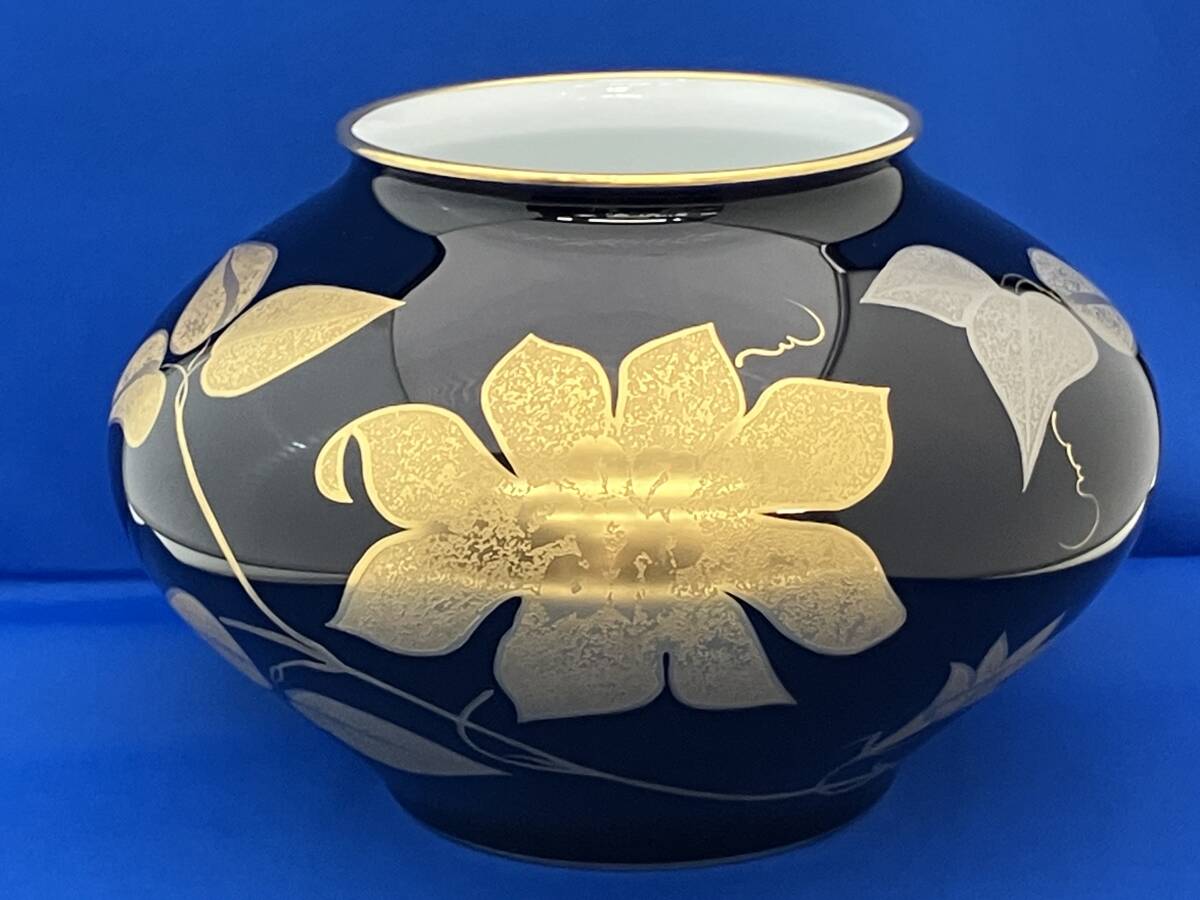 皇室御用達 大倉陶園 瑠璃金蝕鉄線 19cm花器(Yahoo 皇室御用達 大倉陶園 瑠璃金蝕鉄線 19cm花器(Yahoo