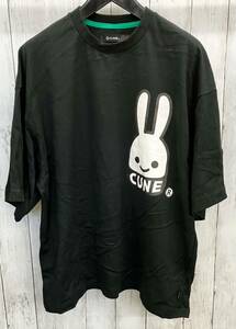 CUNE/半袖Tシャツ/キューン/クルーネック/プリントTシャツ/うさぎ/ブラック/サイズ3