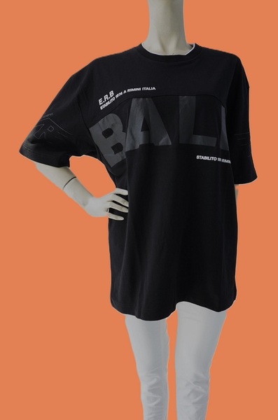 ボール 54206 黒白プリント Lサイズ 半袖Tシャツ 綿100% Bigシルエット 新品 BALL