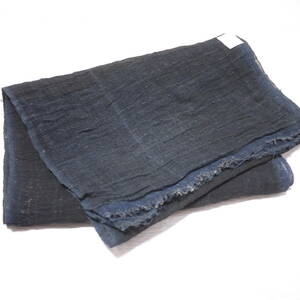 A-26）本麻　アンティーク蚊帳の解き　はぎれ　藍染め　古布 186㎝　暖簾などリメイクに