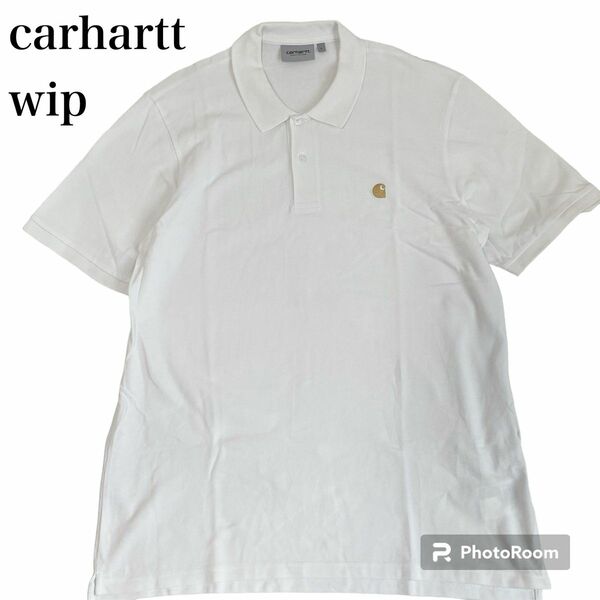 状態良好　carhartt wip 鹿子　ポロシャツ　白　Lサイズ