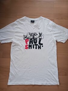 伊勢丹購入☆Paul Smith ポール・スミス☆ロゴかっこいい♪ 半袖Tシャツ☆トップス☆ホワイト 白色☆サイズＬ ポールスミス
