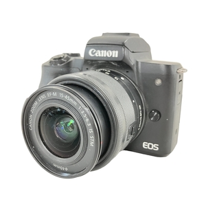 【動作保証】 Canon EOS Kiss M ミラーレス一眼カメラボディ EF-M15-45mm F3.5-6.3 IS STM レンズ 付き セット キャノン 訳有 W8923257