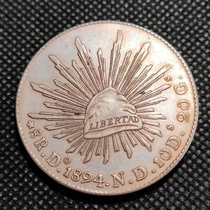 9912　メキシコ古銭　1894.N.D.10D　貿易銀　アンティークコイン