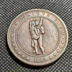 9929　アメリカ古銭　ルンペン　約38mm　イーグル　チャレンジコイン　ゴルフマーカー　コイン　アンティーク　ホーボー