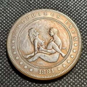 1214　アメリカ古銭　ルンペン　約38mm　イーグル　チャレンジコイン　ゴルフマーカー　コイン　アンティーク　ホーボー