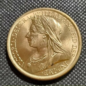 1600　イギリス古銭　ヴィクトリア　鍍金金貨　約38mm　海外コイン　アンティークコレクション