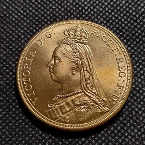 1606　イギリス古銭　ヴィクトリア　約38mm　鍍金金貨　海外コイン　アンティークコレクション