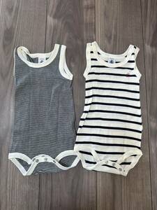 PETIT BATEAU プチバトー ベビー 6m/67 タンクトップ ボディスーツ 肌着 2枚セット 美品