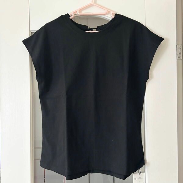 GRL グレイル 新品タグ付き バックリボンフレンチスリーブラウンドヘムTシャツ ブラック シャツ