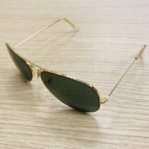 【UAK0601.5-1FK】1円スタート～ Ray-Ban レイバン サングラス B&L ティアドロップ ケースあり ブラック×ゴールド メンズ ファッション 