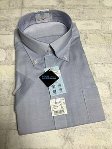 新品未使用　3Ｌサイズ 45cm 半袖シャツ　ブルー　クールビズ対応　ボタンダウンカッターシャツ　