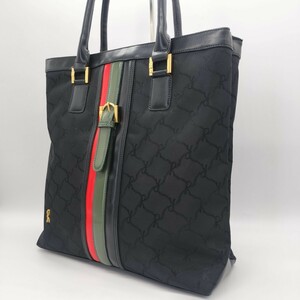 [ hard-to-find ] Roberta di Camerino Roberta di Camerino tote bag handbag total pattern Gold metal fittings stripe A4 high capacity shoulder ..