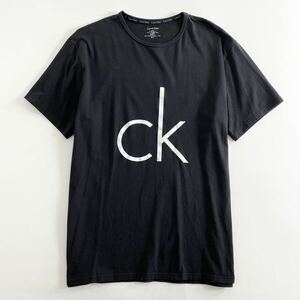 If4 Calvin Klein カルバンクライン 半袖Tシャツ ビックロゴプリント クルーネック カットソー Lサイズ ブラック メンズ 紳士服