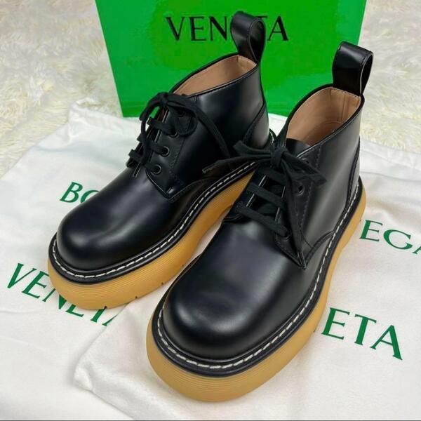 新品未使用 BOTTEGA VENETA バウンス ブーツ ブラック 37 箱 保存袋2枚 予備紐 