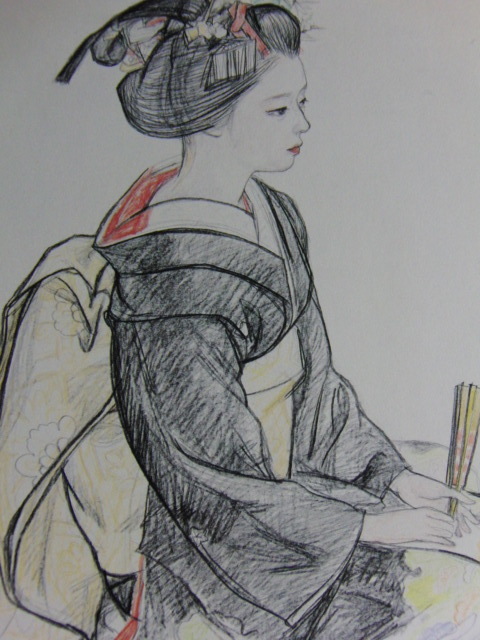 Ryohei Miwa, [Maïko], Livre d'art rare, En bonne condition, Peinture japonaise, Portrait d'une belle femme, Auteur populaire, Tout neuf avec un cadre de haute qualité, livraison gratuite, Peinture, Peinture à l'huile, Portraits