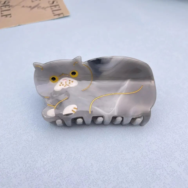 Exotic Cat エキゾチックショートヘアー ヘアクリップ (グレー)