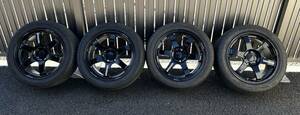 RAYSレイズ ボルクレーシング TE37SAGA 17x8.0J 5H114.3 美品 タイヤ9.5部山 LAEO NOVA FORCE 235/45ZR17インチ