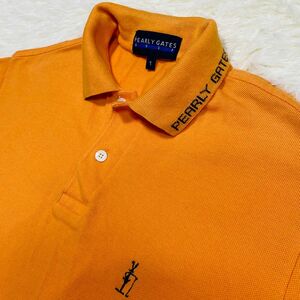 パーリーゲイツ　メンズ　ゴルフウェア　PEARLYGATES 半袖 ポロシャツ 1 S ロゴ コットン 日本製 オレンジ GOLF