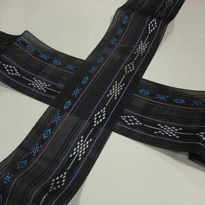  summer thing new goods silk men's * genuine . front Hakata woven . man's obi Inoue silk woven quality product black ground 