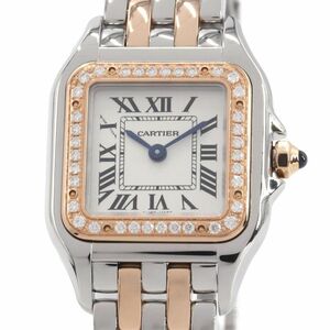 [3 year guarantee ] Cartier lady's Panthere de Cartier watch SM W3PN006 K18PG SS silver face quarts wristwatch used free shipping 