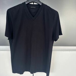  Prada короткий рукав V шея футболка черный редкий размер 3XL