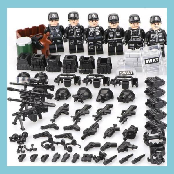 LEGO 互換 レゴ SWAT 特殊部隊 大量武器 ミニフィグ6体セット