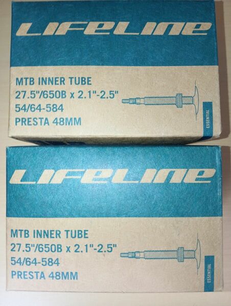 LifeLine インナーチューブ 仏式バルブ 48mm MTB 27.5/650B×2.1-2.5 2本セット 新品未使用品