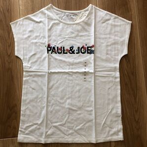 新品★ポール&ジョー×ユニクロ 花 ネコ 160 白 ホワイト Tシャツ ロゴTシャツ