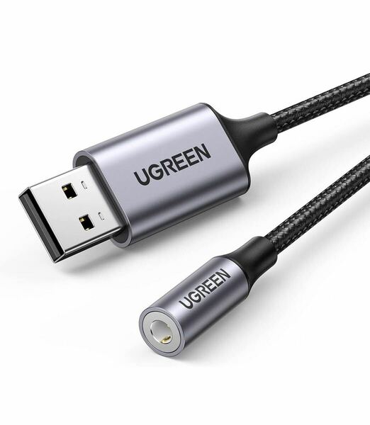 UGREEN USB オーディオ 変換アダプタ USB2.0 to 3.5mm 変換ケーブル 外付け サウンドカード 4極 TRRS 変換 イヤホン PS4 等適用