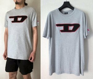 ディーゼル T-JUST-DIVISION-D Dロゴ ワッペン Tシャツ S DIESEL グレー ビッグロゴ ※レターパック無料