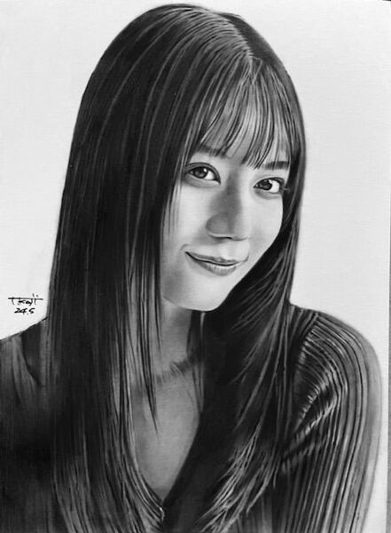 小坂菜緒 鉛筆画 手書きイラストA4 No.03