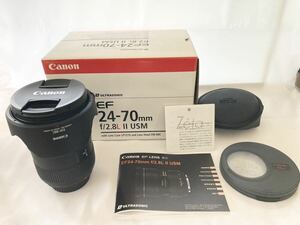 美品 Canon キヤノン EF 24-70mm F2.8L Ⅱ USM レンズフード プロテクター付