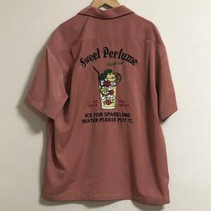 未使用品 POWER TO THE PEOPLE パワートゥザピープル ボーリングシャツ M サーモンピンク 刺繍 アメカジ 