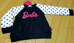  super-discount 1499 jpy postage 185 jpy new goods tag attaching Barbie Barbie Logo sweatshirt 100cm black white pink autumn winter black white peach color both arm Barbie doll polka dot 