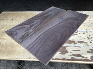 送料無料！【U480E】ウォルナット 572～595×172～205×17㎜ 2枚セット 板材 極上杢 乾燥材 木工 DIY 材木 天然木 無垢材《銘木すずめや》