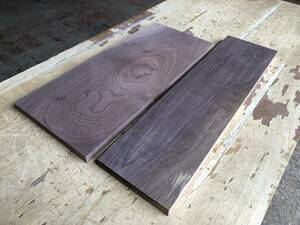 1円スタート！【U476】ウォルナット 452～512×135～200×18～19㎜ 2枚セット 乾燥材 木工 DIY 木材 無垢材《銘木すずめや》