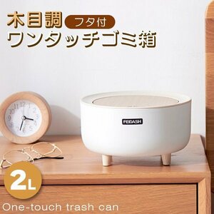 ゴミ箱 木目調 蓋付 リビング 洗面所 寝室 キッチン 中身隠れ ワンタッチ 2L ふた付き ごみ箱 卓上ゴミ箱 ワンタッチ 北欧風 おしゃれ