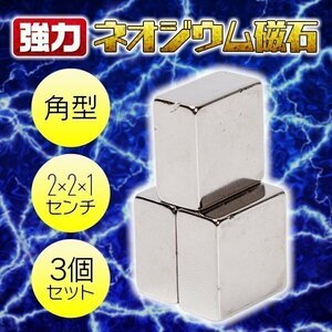 送料無料 世界最強 強力 ネオジウム磁石 マグネット 3 個 セット 角型 磁石 2×2×１センチ ネオジム 強力マグネット