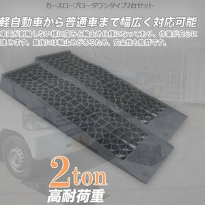 【送料無料】輪止め仕様★２台セット カースロープ スロープ 耐荷重2t 2000kg 強化樹脂製 耐荷重性能 タイヤ オイル交換 足回りの整備に