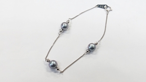  jewelry makiPt850 platinum black pearl black pearl bracele 7mm*AH-1105*20