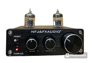 NFJ FX-AUDIO TUBR-03 真空管 プリアンプ ステレオ 音出しOK アダプタ付属 予備真空管おまけ付★ara-05